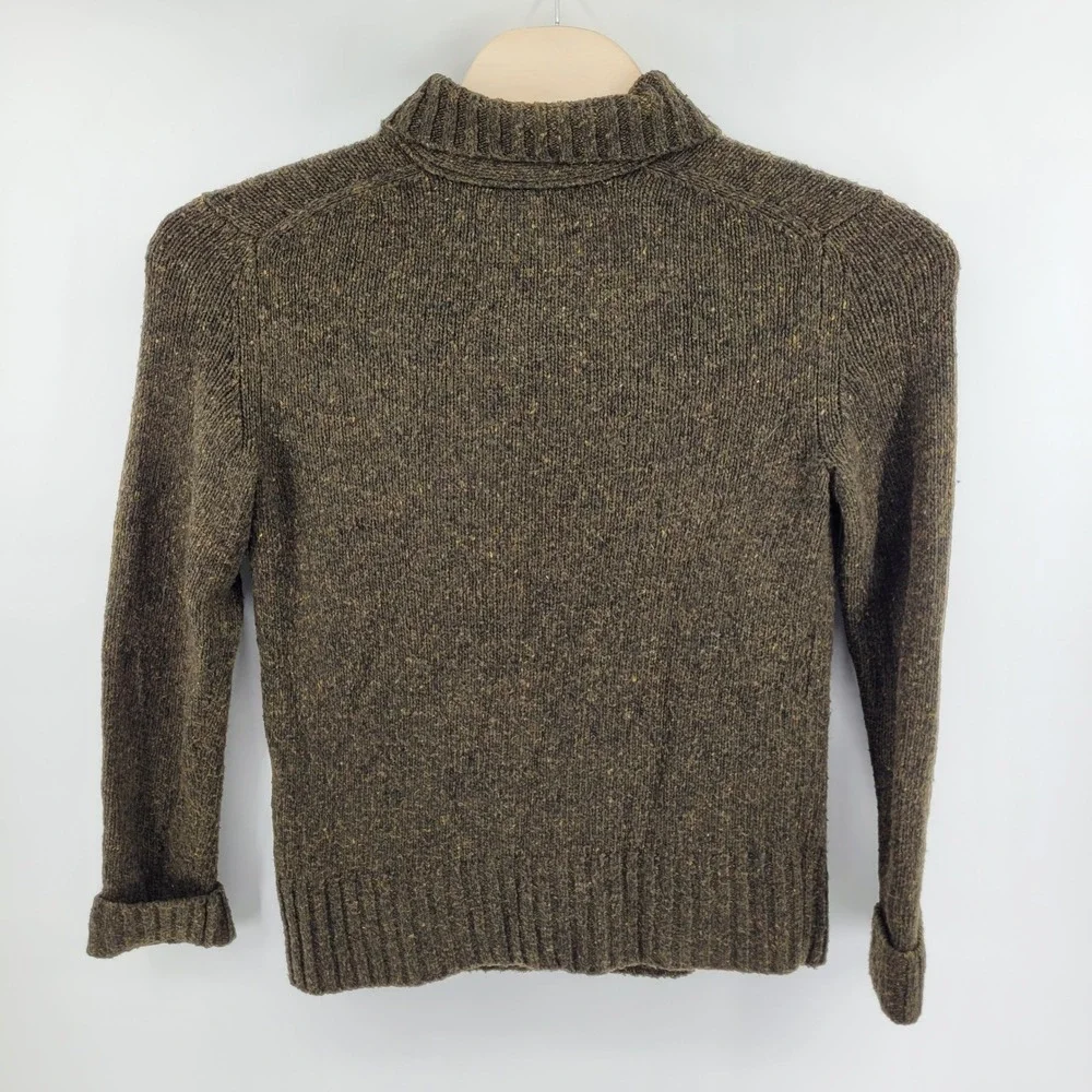 Banana Republic Mens Small Lambswool Speckled Knit Button Mock Neck‎ Sweater
